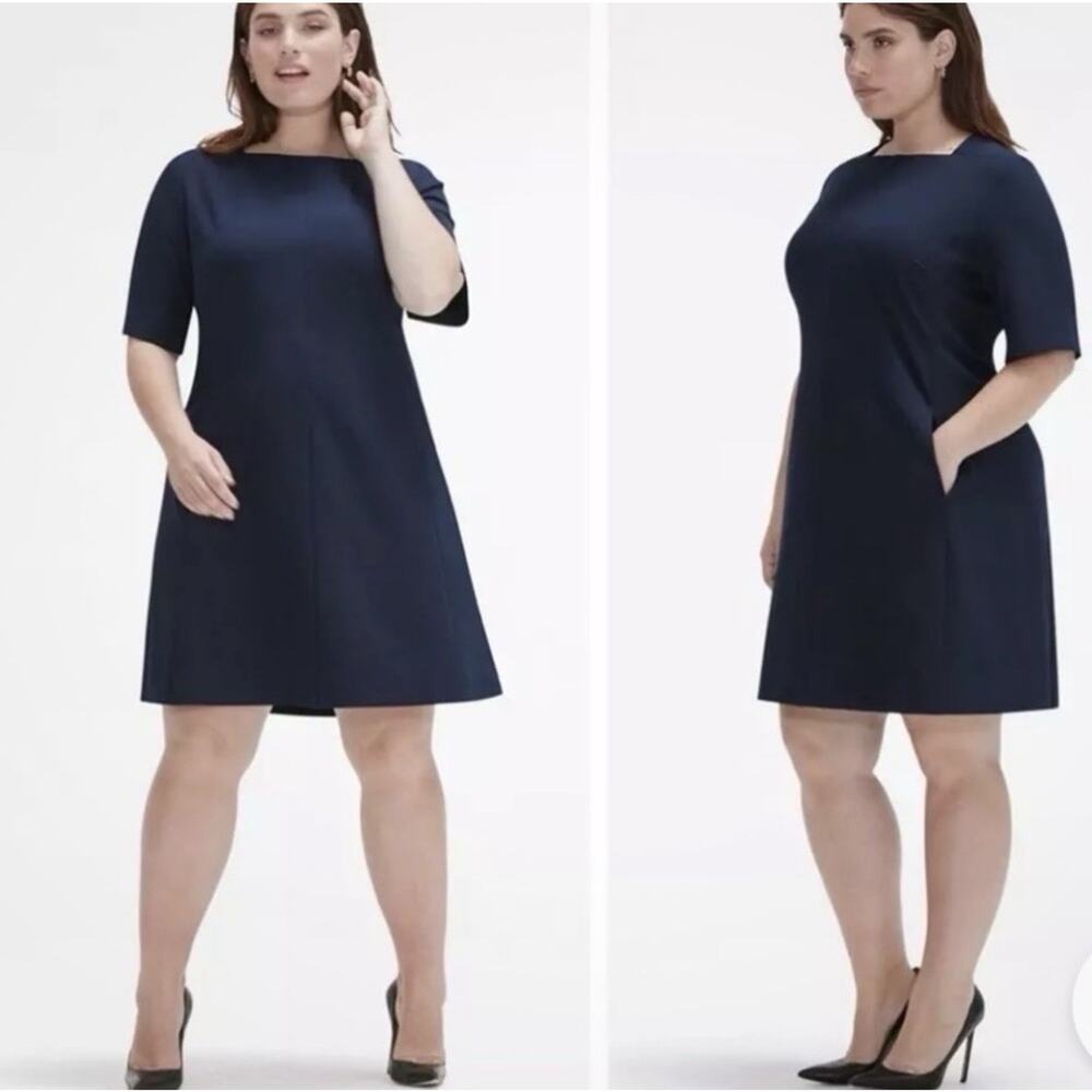Plus MM Lafleur The Emily 2.0 Dress WonderTex Galaxy Blue +3 3X Career Office Y4